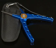 New Aluminum Alloy Fishing Pliers Break up Ring Cutters Fishing Holder Deal with with Sheath & Retractable Tether instruments Hooks Remover
