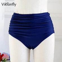 Vikionfly 3XL, бикини с высокой талией, Плавки размера плюс, Шорты для плавания, женский купальник, купальный костюм, одежда для плавания, трусики, черный, желтый, 3XL