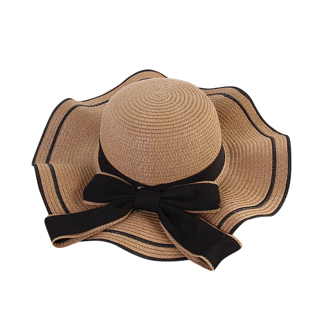 Women Beach Straw Hat Jazz Sunshade Panama Trilby Fedora Hat Gangster Cap Sun Modis Cap For Women Chapeau Femme Ete Sombrero BL