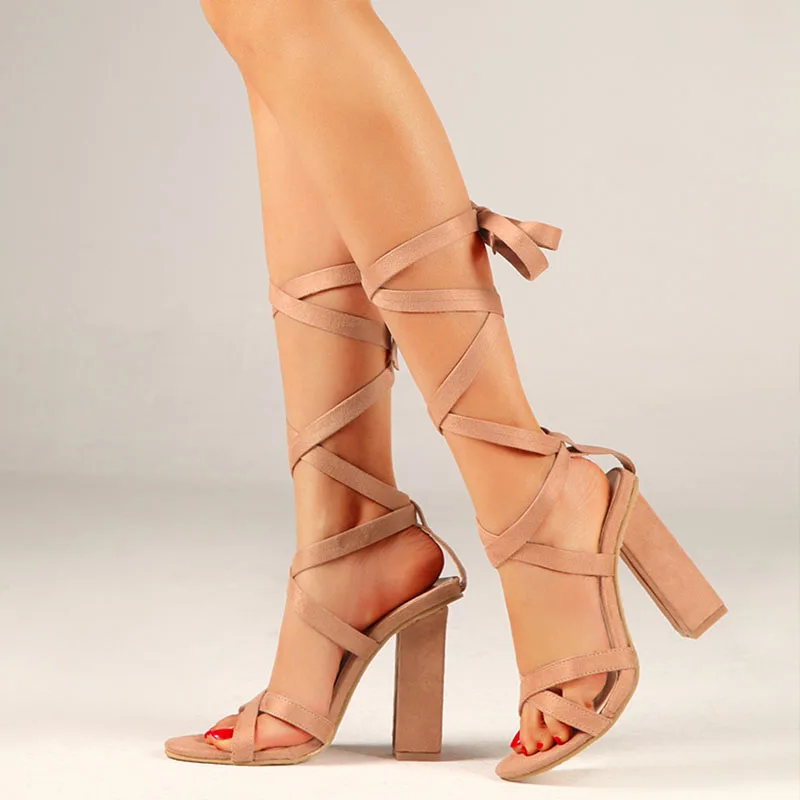 

Lizeruee Plus size 35~42 High Heels Sandals Women Cross Strappy Sandals Women Summer Shoes Woman Sandals High Heels ME408