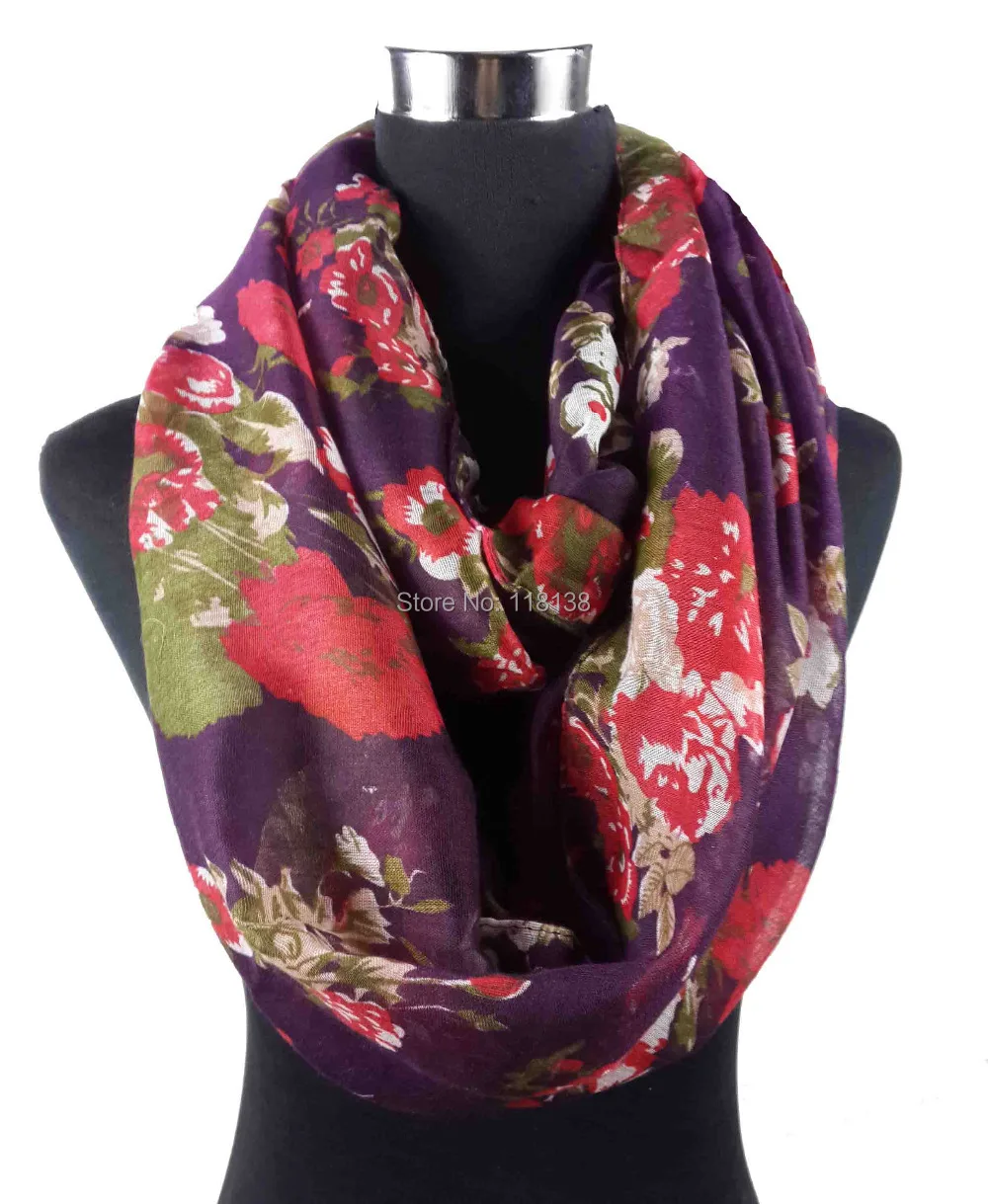 

Big Floral Designs Print Infinity Loop Scarf Snood Scarves Women's Accessories Gift, Free Shipping