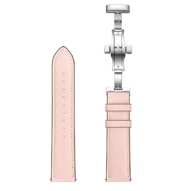 Кожаный ремешок для Xiaomi Huami Amazfit PACE Stratos, Смарт-часы, браслет для Xiaomi Amazfit, ремешок с металлической пряжкой, кожаный ремень - Цвет: pink silvery