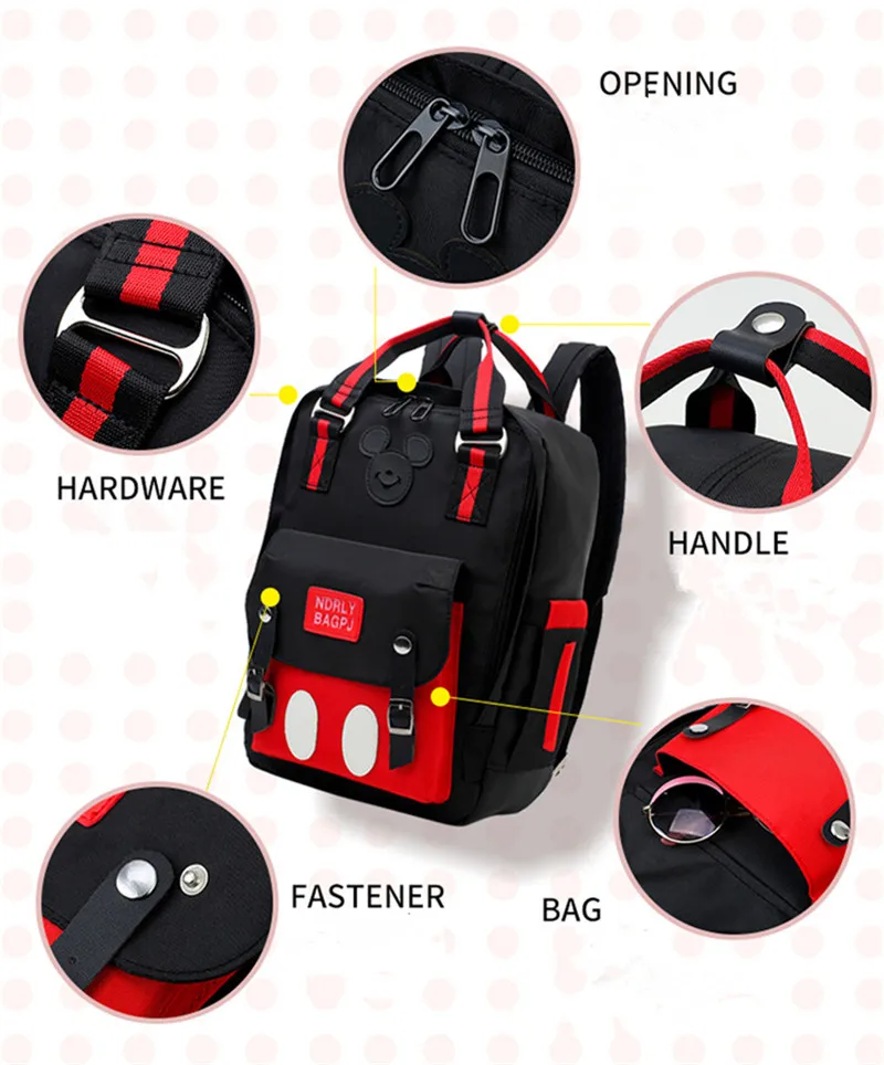 2019 Updated New Black Smile Pattern Infant Nappy Bags Baby Diaper Changing Tote Patchwork Ziper Sweet Circle Mummy Backpack10