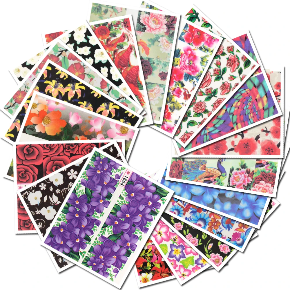 

50 Sheets Colorful Mixed Nail Art Decals Flower Pattern Water Transfer Nail Stickers Full Cover Wraps Manicure Tool