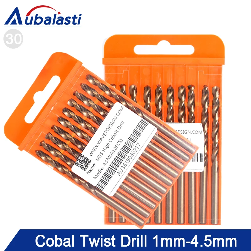 

Aubalasti 10 Pieces Cobalt Drill Bits M35 High Speed Steel Twist Drill Bit 4.8mm-10mm Set Metalworking Drill Bit Power Tools