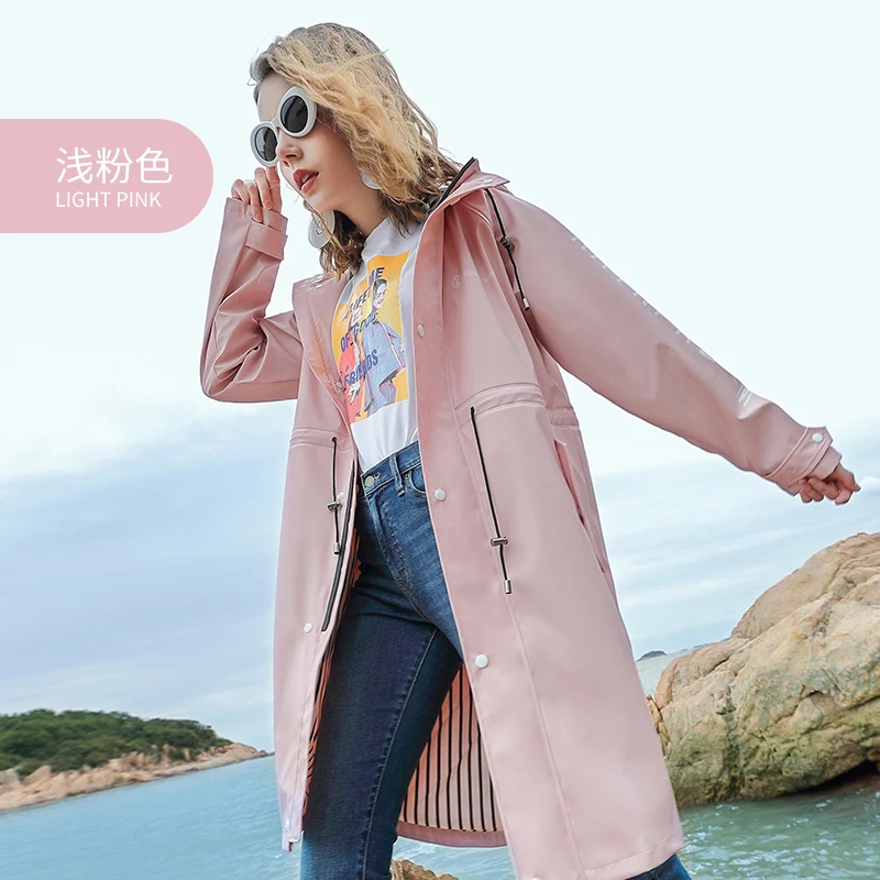 Long Women Hooded Jacket Transparent Fashion Adult Raincoat Poncho Women Motorcycle Bike Hiking Pink Yellow Poncho Waterproof R6 - Цвет: pink 2 omen