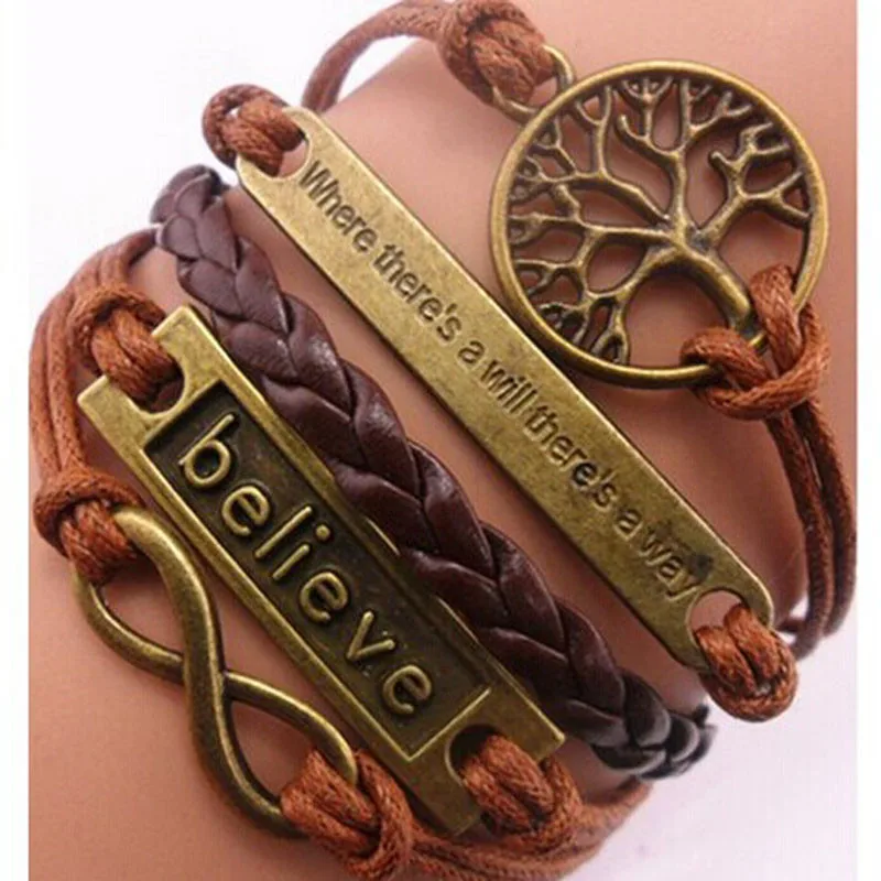

Exquisite Crystal Cuff Bracelet Brand Open Handmade Tree For Life Believe Multilayer Bracelet Wristband Design Best Zircon