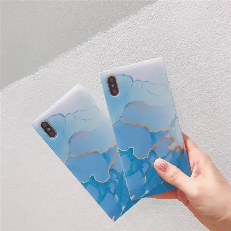 

Luxury Marble Phone Case For iphone X XR XS Max Silicone Blue Fashion Soft IMD Cover for iPhone 7 8 Plus 6 6s Case Coque Fundas