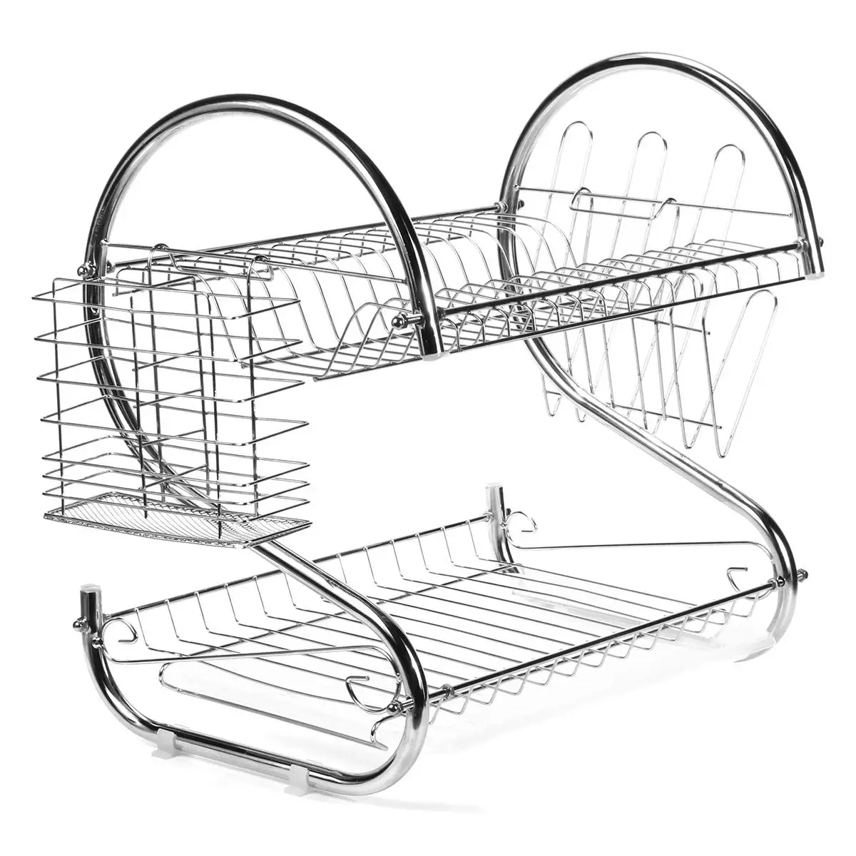 2 яруса железо хром многофункциональная чаша тарелка чашка Cutler Drainer полка для хранения планка с крючками для кухни для кухонное