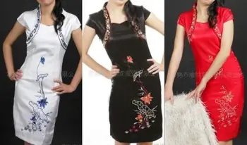 

Chinese Traditional Costume Women's Silk Satin Cheongsam Long Dress Size: S-3XL