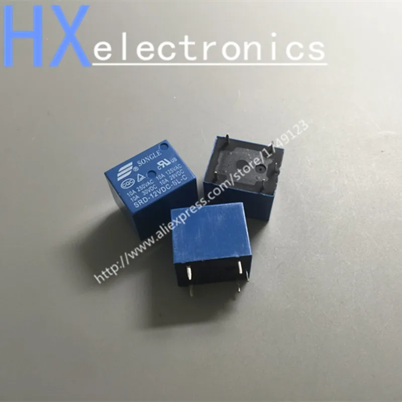 Free shipping 5PCS SRD 12VDC SL C 12VDC 10A 250V AC Power relay PCB Type T73