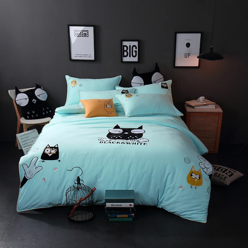 

4/6/8/9pcs New 100%cotton Sanding luxury Cartoon Bedding Set soft warm Duvet Cover set Bedsheet Pillowcases Queen king size