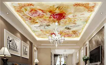 

3d wallpaper custom photo non-woven mural 3 d Little angel European flower ceiling murals painting 3d wall room murals wallpaper