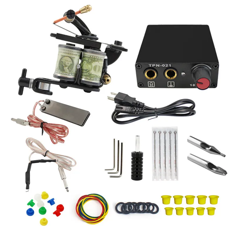 Beginner Tattoo Kit Set 1pcs Coil Tattoo Machine Gun Coils Tattoo