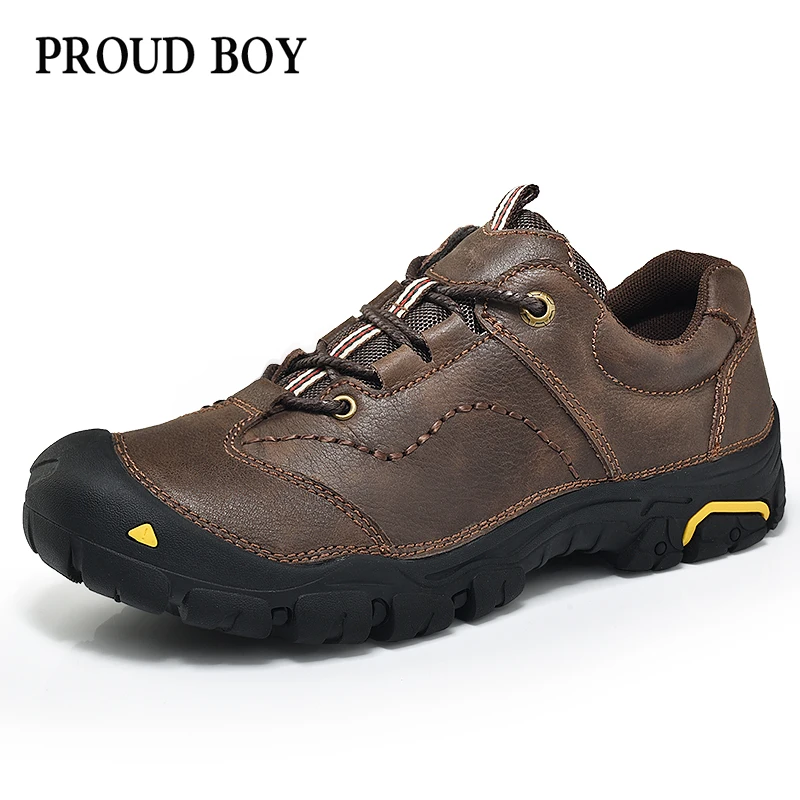 

Genuine Leather Waterproof Hiking Shoes Walking Mountain Trekking Shoes Men Anti-skid Shock Absorption Outdoor Sports Sneakers