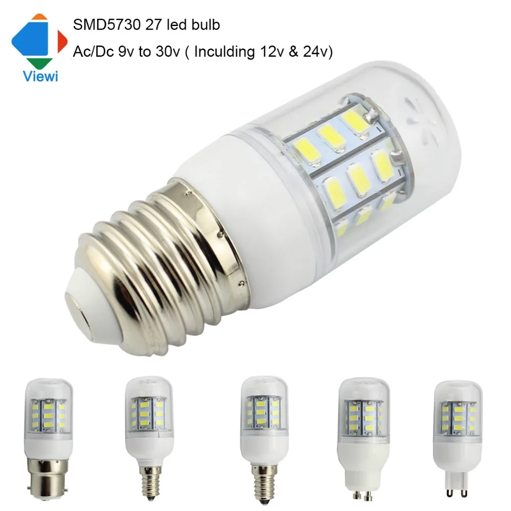 Viewi 10x ampul led lamp Ac Dc 12 volt E27 E12 E14 G9 GU10 gloeilamp 12 v 24 v solar lampen smd5730 epistar 27 chip|ampoule ledlight bulb - AliExpress
