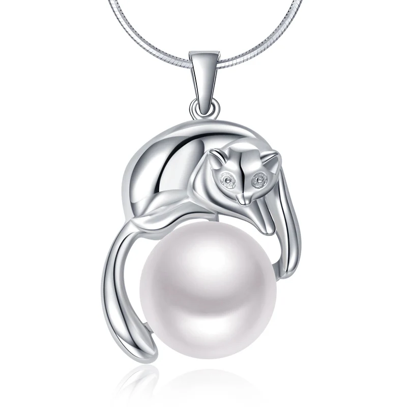 Sinya Natural big pearls pendant charm necklace in 925 sterling silver Fashion Fox Design jewelry (1)