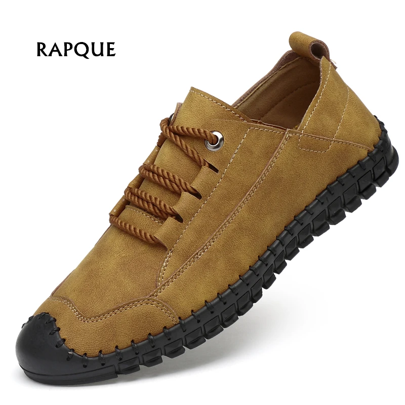 

Men shoes casual leather Mans footwear handtailor vintage Driving shoes non-slip slip on shoes men Outdoor flats big size 38-46