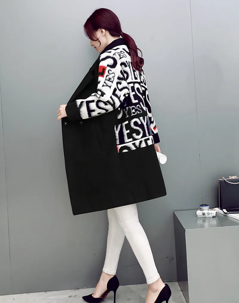 Rugod 2018 Autumn Winter Fashion Women Coat Jacket Long sleeve Medium Long High Quality Wool Coats Loose Warm Woolen Outwear