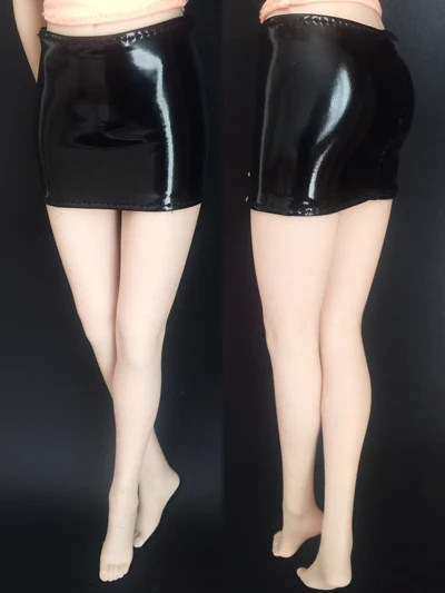 Одежда для экшн-фигуры 1/6, аксессуар, сексуальная короткая юбка, черные кожаные брюки, тянущаяся модель для 1:6, женские куклы - Цвет: Short Skirt 1pcs