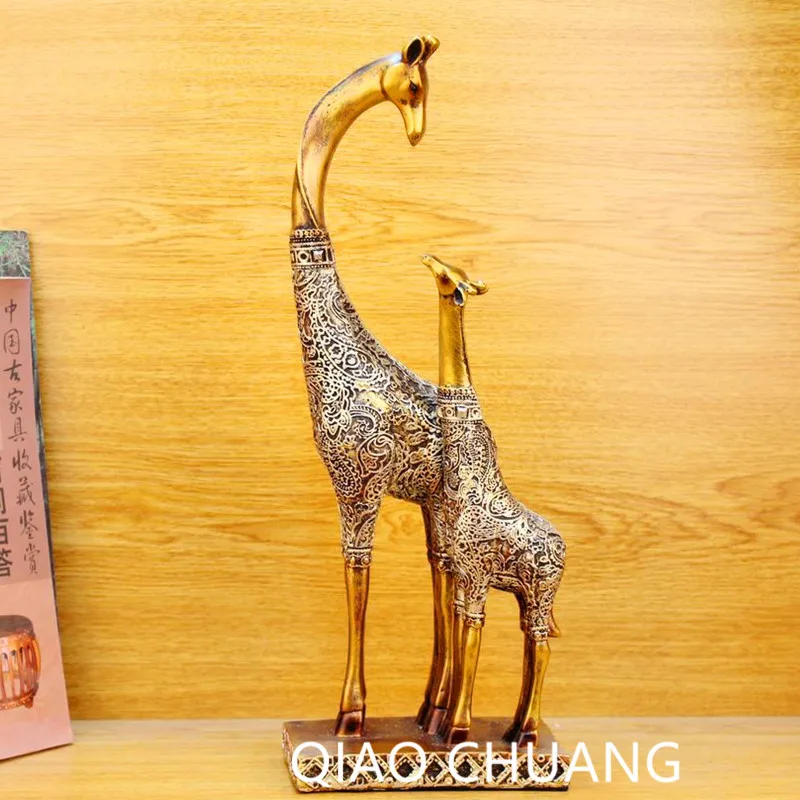 

39CM Exquisite Resin Art Craft Giraffe Mother And Child Even Heart Fashion Home Decorations Creative Bookcase Decoration S392