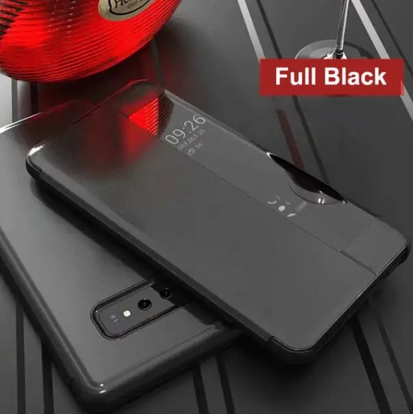 

PU Leather Case For Samsung S10 Case Smart Flip Window View Kickstand Hard PC Back Cover for Samsung Galaxy S10 Plus S10e Coque