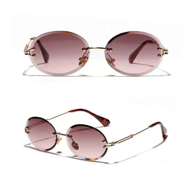 Дизайн, модные солнцезащитные очки без оправы, популярные защитные очки унисекс, металлические ножки, овальная форма, солнцезащитные очки - Цвет линз: 1