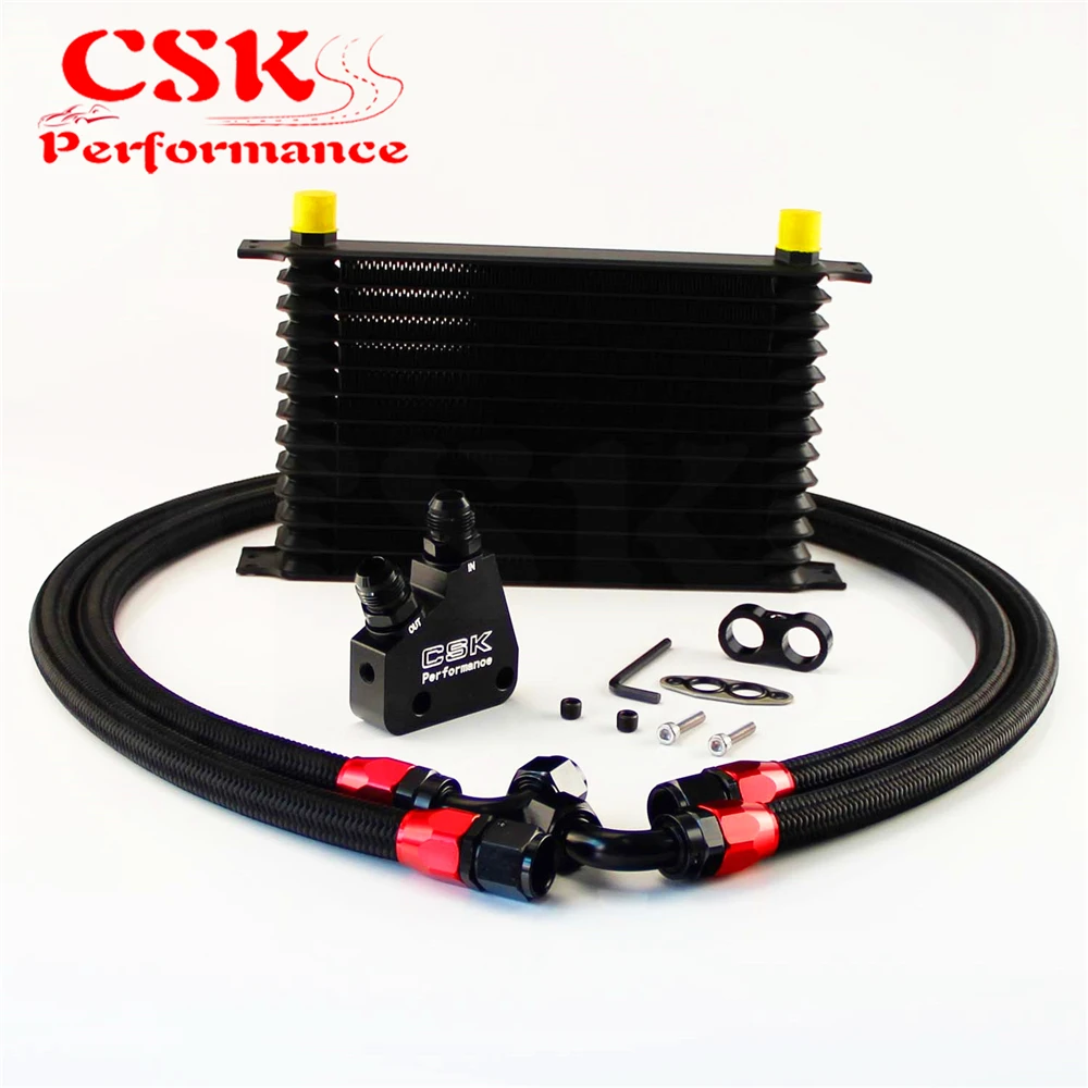 13 Row 262mm AN10 Trust Oil Cooler Kit+Female Sandwich Plate Adapter