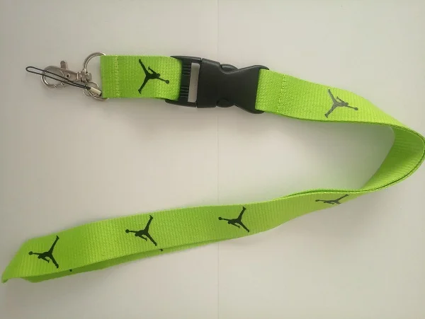 

Green lanyard with black Jump man Neck Strap Lanyard With silver metal Clip for phone Hang Rope Lanyard