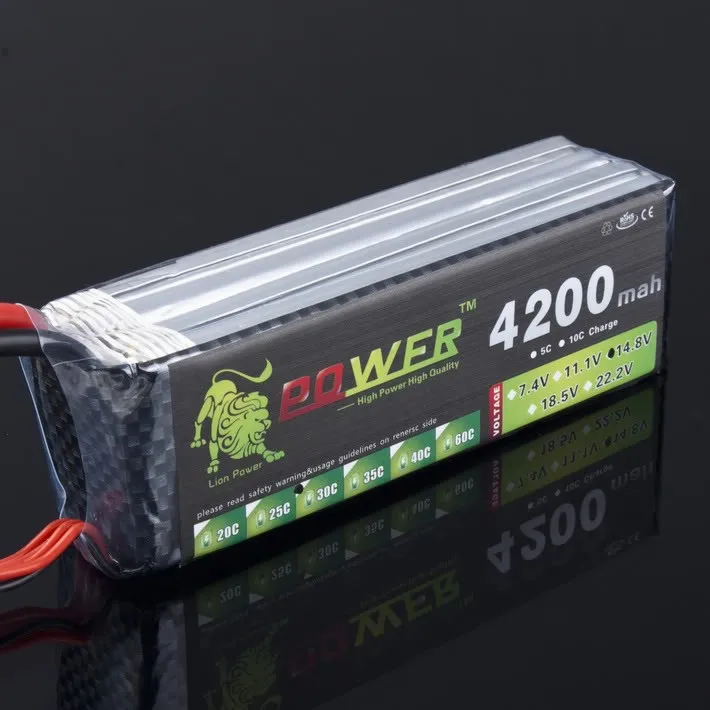 

High Quality Lion Power 14.8v 4200mAh 4S 30C LiPo Battery For RC Helicopter RC Car Boat Quadcopter Remote Control Toys Parts