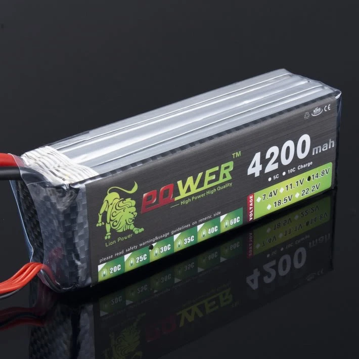 Batteria Lipo 4S 14.8V 4200mAh 50C Yangers Con Connettore Deans T – Per Drone, Elicottero, Auto, Camion E Barca RC