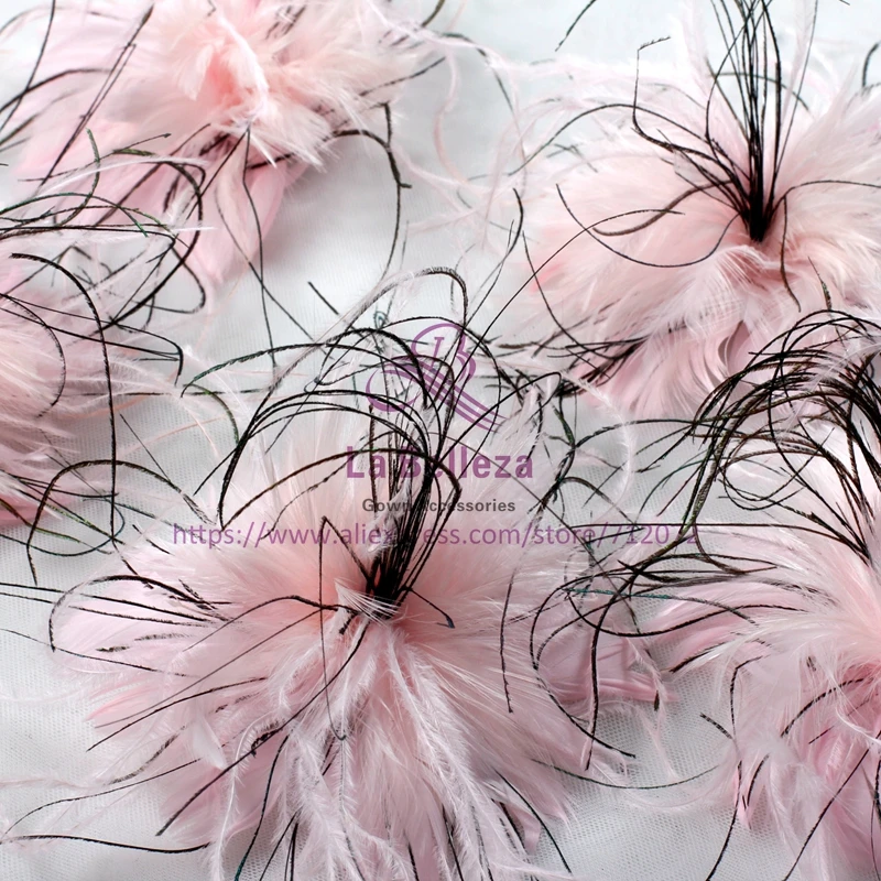 

La Belleza Pink/red/black/ivory feather flowers 5pcs/lot clothing flowers FL171001