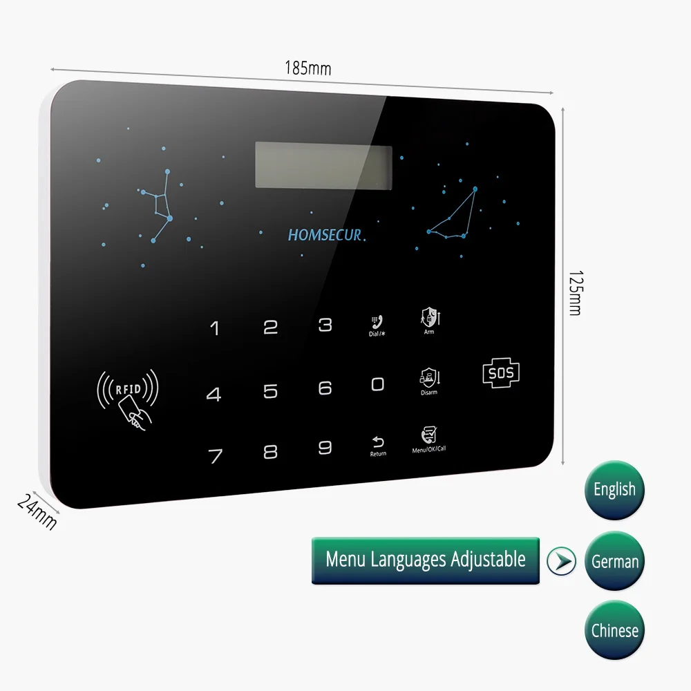 HOMSECUR Wireless/&Wired LCD 3G//GSM//PSTN SMS Autodial Home Security Alarm System