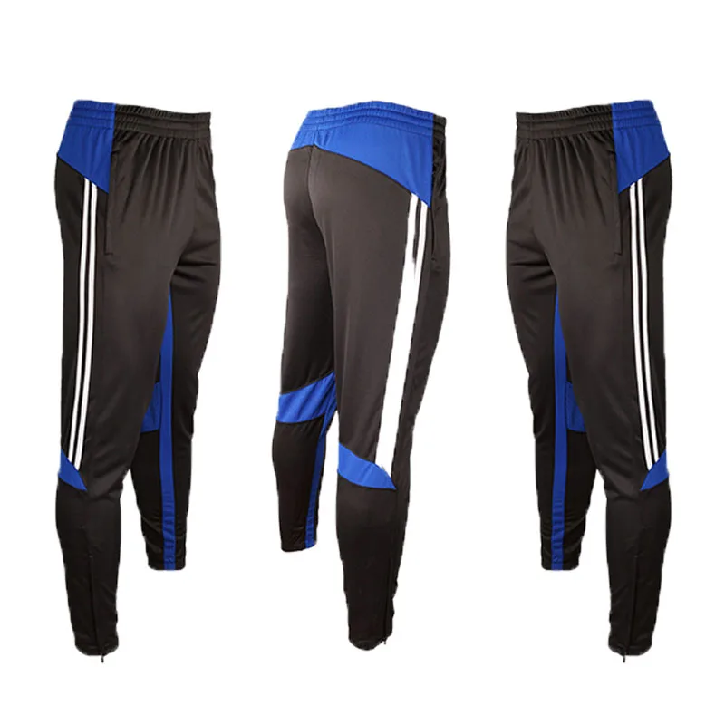 Shinestone мужские футбольные тренировочные спортивные брюки с карманом на молнии для бега, Мужские штаны для фитнеса и тренировок - Цвет: 6603 Black blue