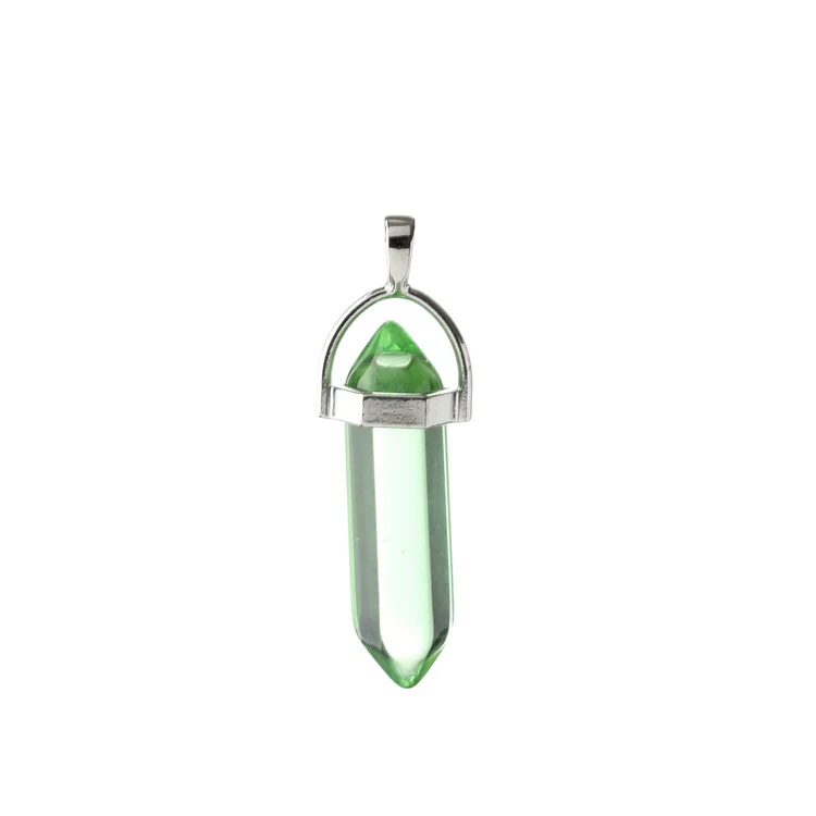 Meajoe Трендовое ожерелье с кулоном из натурального кристалла, аксессуары 25 цветов, ювелирные аксессуары для женщин - Окраска металла: green crystal