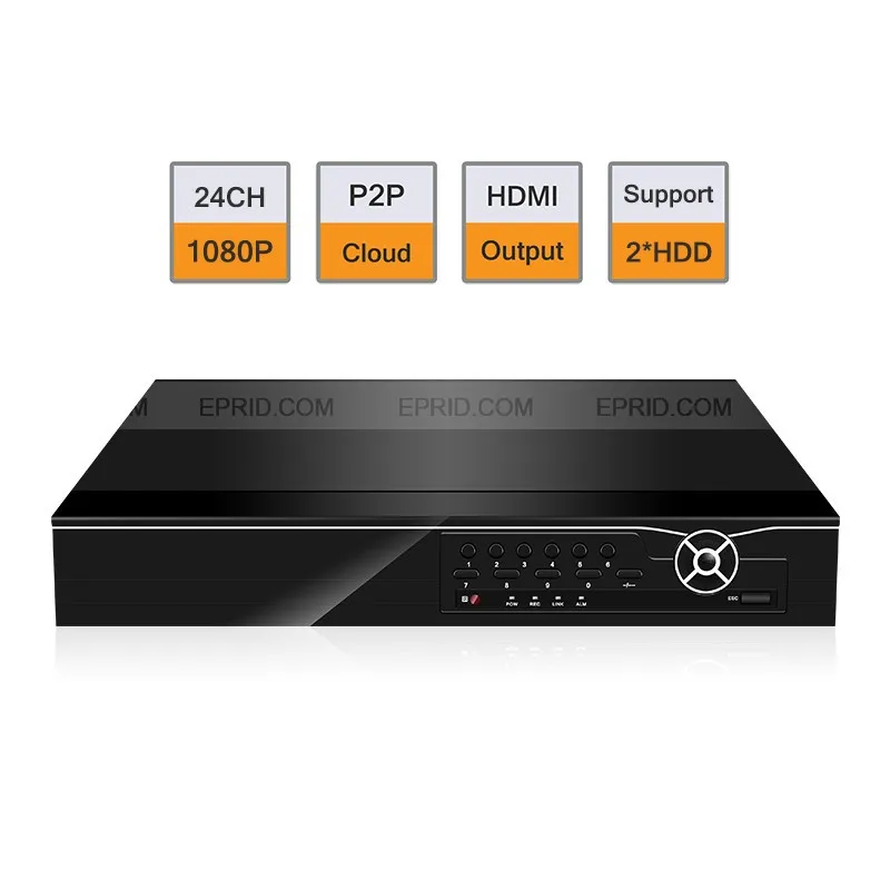 

24CH 1080P Realtime Recording 4CH Playback NVR HDMI Output P2P Cloud 1.25U
