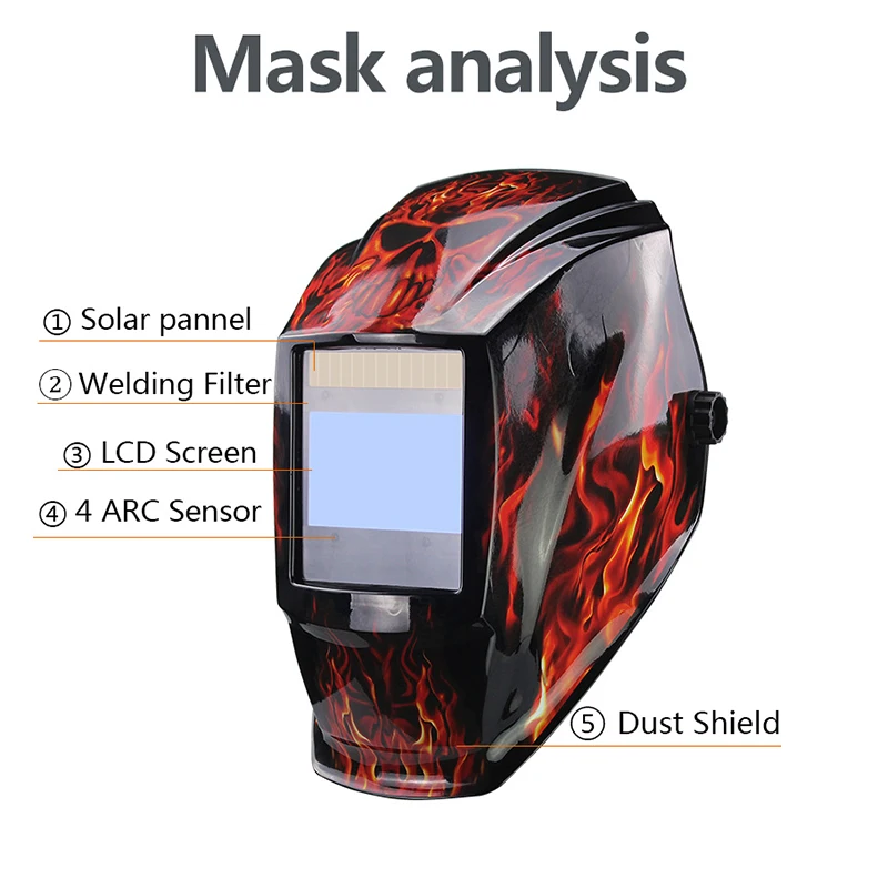 Auto Darkening Welding Helmet Electric Welding Mask Solar Powered Grinding Polish Safety Protective Welder Goggles Cap Working