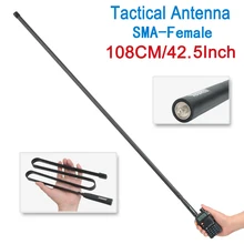 ABBREE SMA-Female разъем Dual Band 144/430 МГц Складная углеродистая сталь, тактический антенна для рации Baofeng UV-5R UV-82 Ham радио