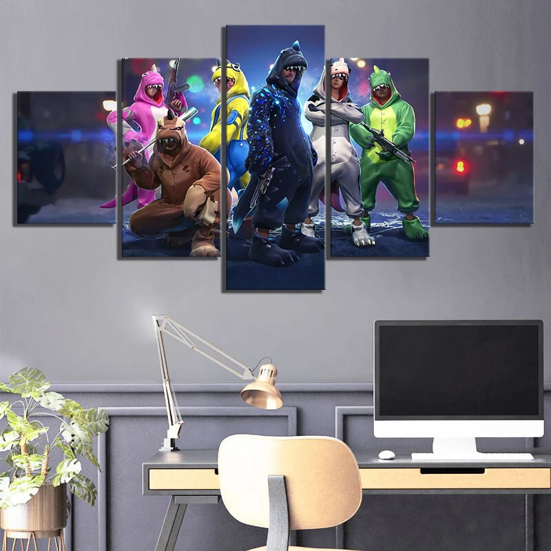 

5 Piece Free Fire Battlegrounds Games Poster Artwork Paintings Garena Free Fire Video Games Canvas Paintings Wall Art