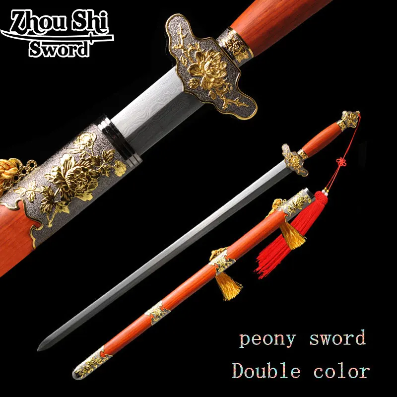 

Chinese Peony Sword Forging Damascus Steel blade Sword Collections of Antique Home decoration Craft knife Sharp Sword