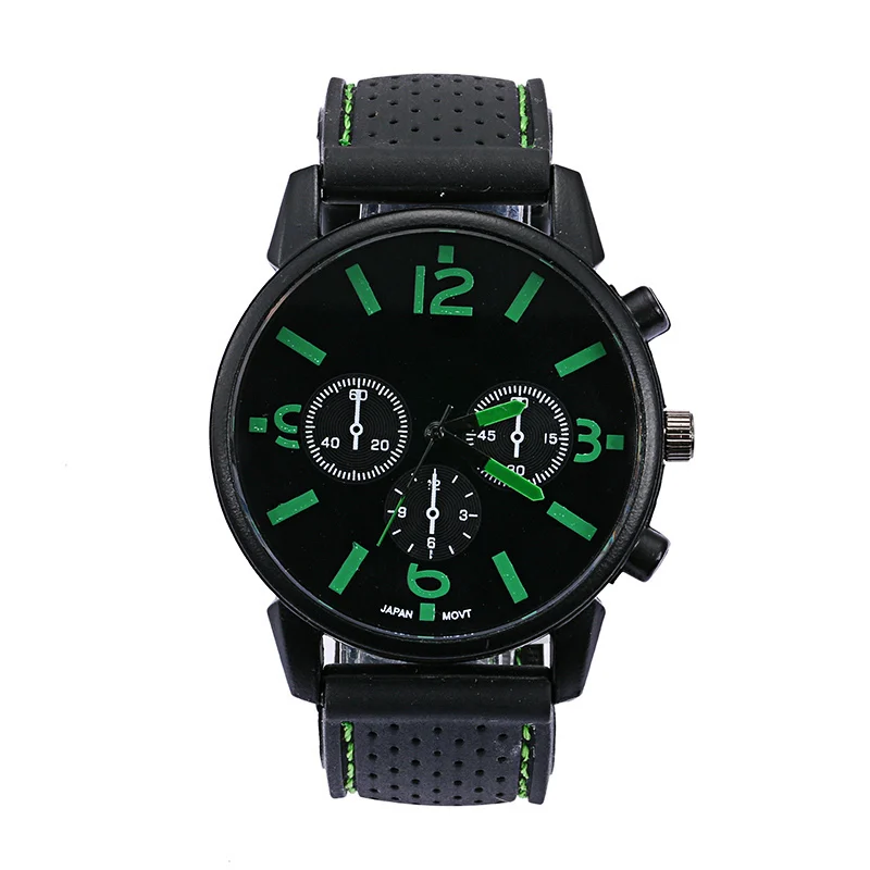 

New Three-Eye Scale Large Dial Silicone Strap Watch Fashion Sports ExquiSite Men's Business Quartz Watch