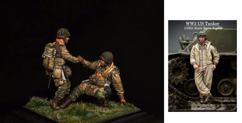 

Assembly Unpainted Scale 1/35 US TANK CREW soldiers include 3 figure Historical Resin Model Miniature Kit