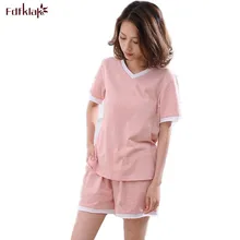 Мода г. хлопок Для женщин костюмы v-образным вырезом пижамы Для женщин летние шорты пижамы Ночная рубашка; одежда для сна Наборы для ухода за кожей Pijamas Mujer Q132