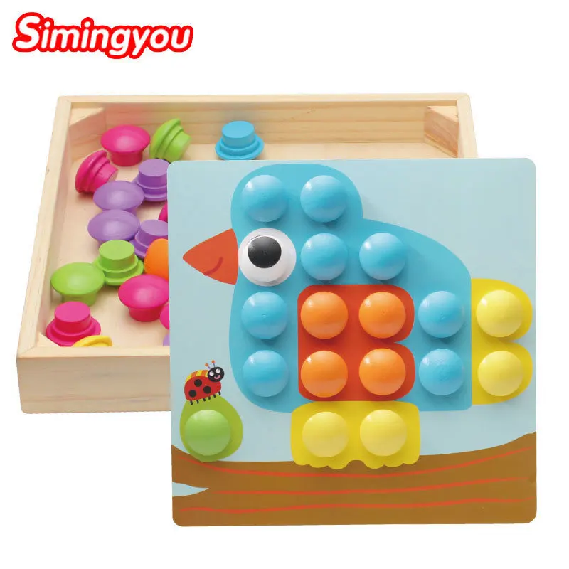 

Simingyou 10 Pcs Learning Education DIY Wooden Mushroom Nail Intelligent 3D Puzzle Games Children Toys A50-07 Drop Shipping