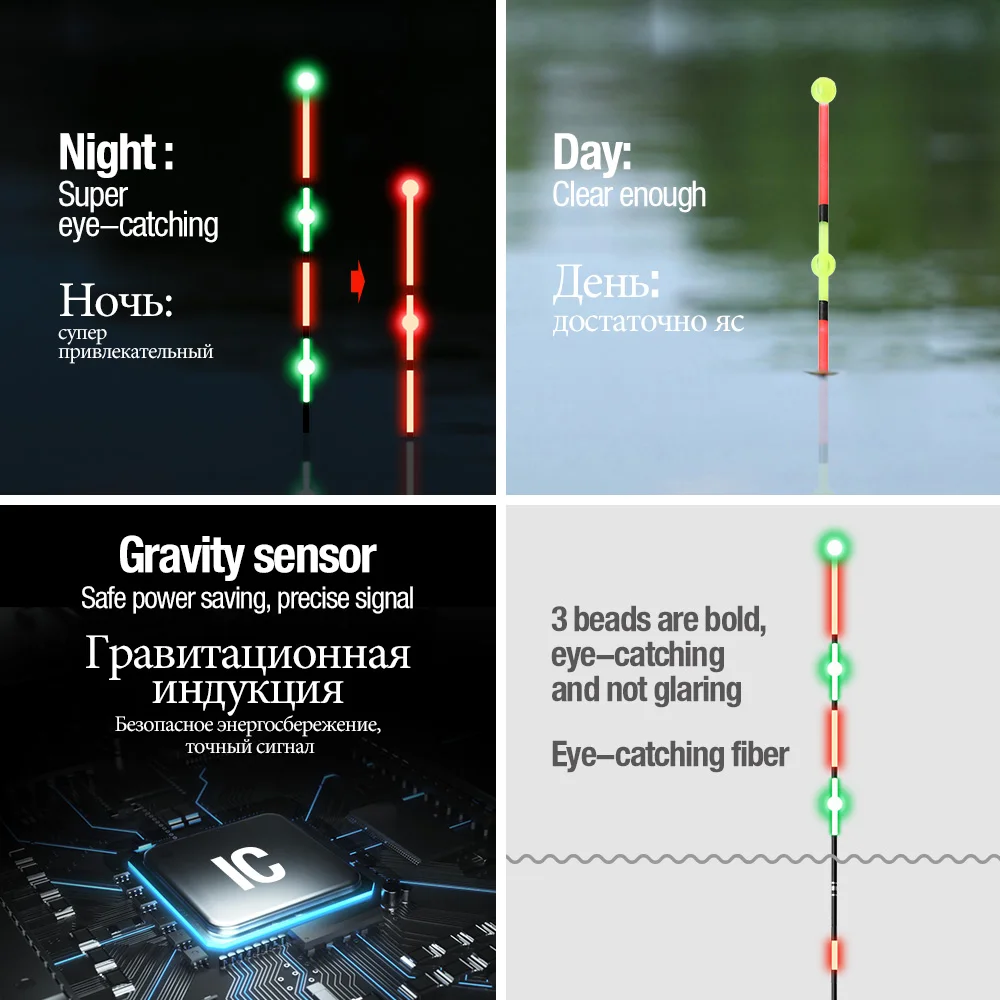 DONQL умная Светодиодная лампа для рыбалки Поплавковый датчик гравитации кусается автоматически напоминает светящийся поплавок Электрический поплавок с батареями