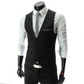 

2018 New Brand Dress Vests For Men Slim Fit Mens Suit Vest Male Waistcoat Gilet Homme Casual Sleeveless Formal Business Jacket