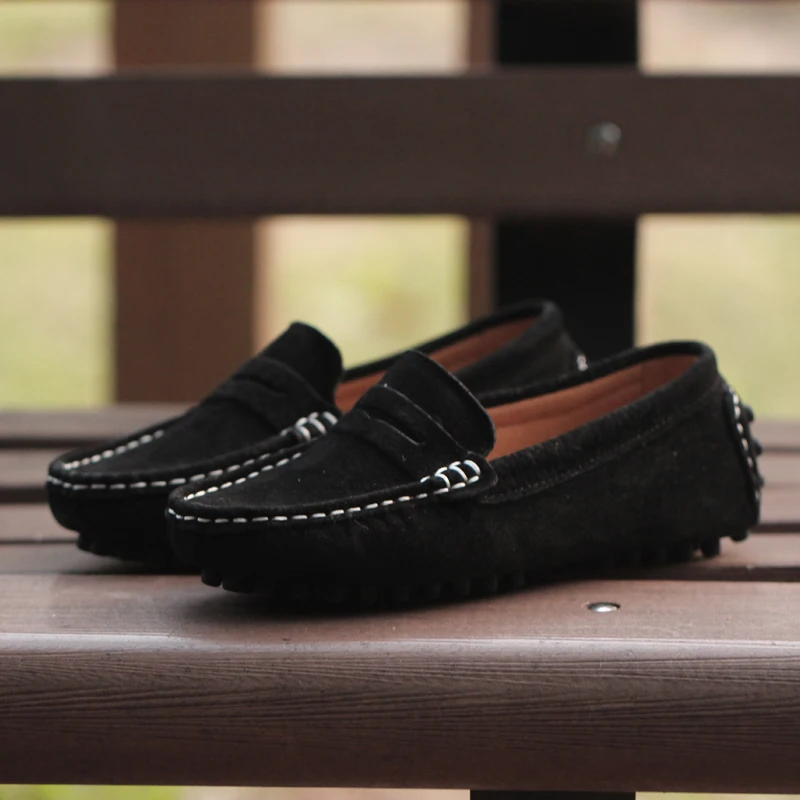 Classic Boy Girls Children Soft Leather Flats Loafer Comfortable Young Boy Casual Sneakers Black Red Girls Slip On Casual Shoes