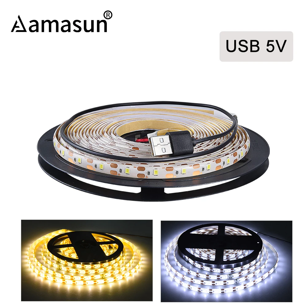 USB СВЕТОДИОДНЫЙ светильник SMD2835 DC 5 В гибкая светодиодная лента 50 см 1 м 2 3 4 для ТВ