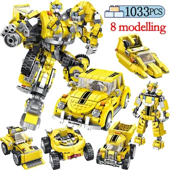 

1033PCS Deformation Hornet Mecha Beetle Car Buildings Blocks Compatible Technic Creator City Robot Educational Toys for Children
