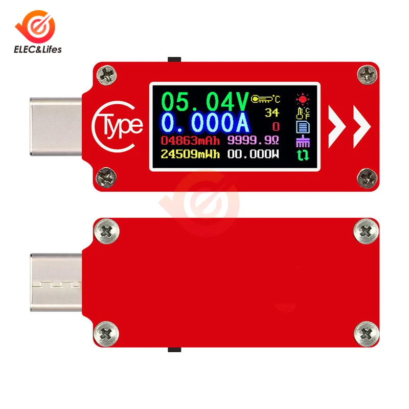 TC64 тип-c цветной ЖК-дисплей USB Вольтметр Амперметр Напряжение измеритель тока мультиметр батарея PD зарядное устройство power bank USB Тестер